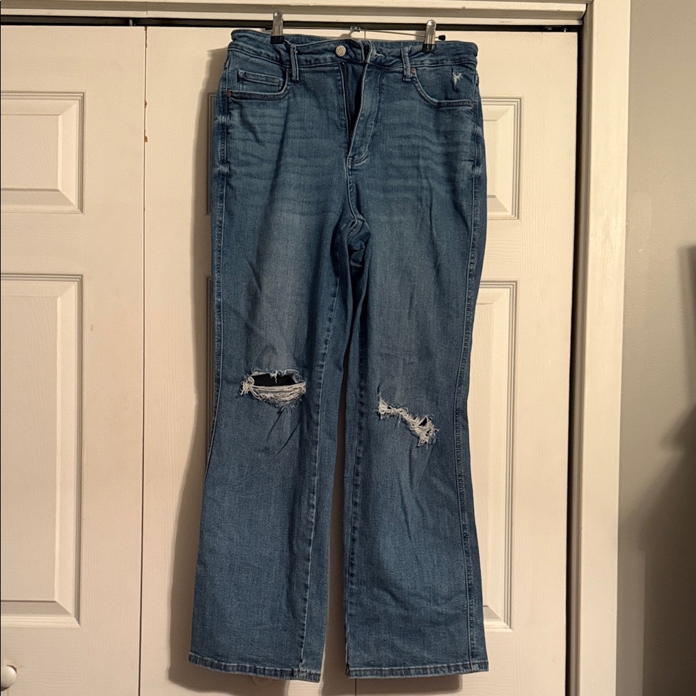 Judy Blue Straight Leg Distressed Jeans - Classic Blue